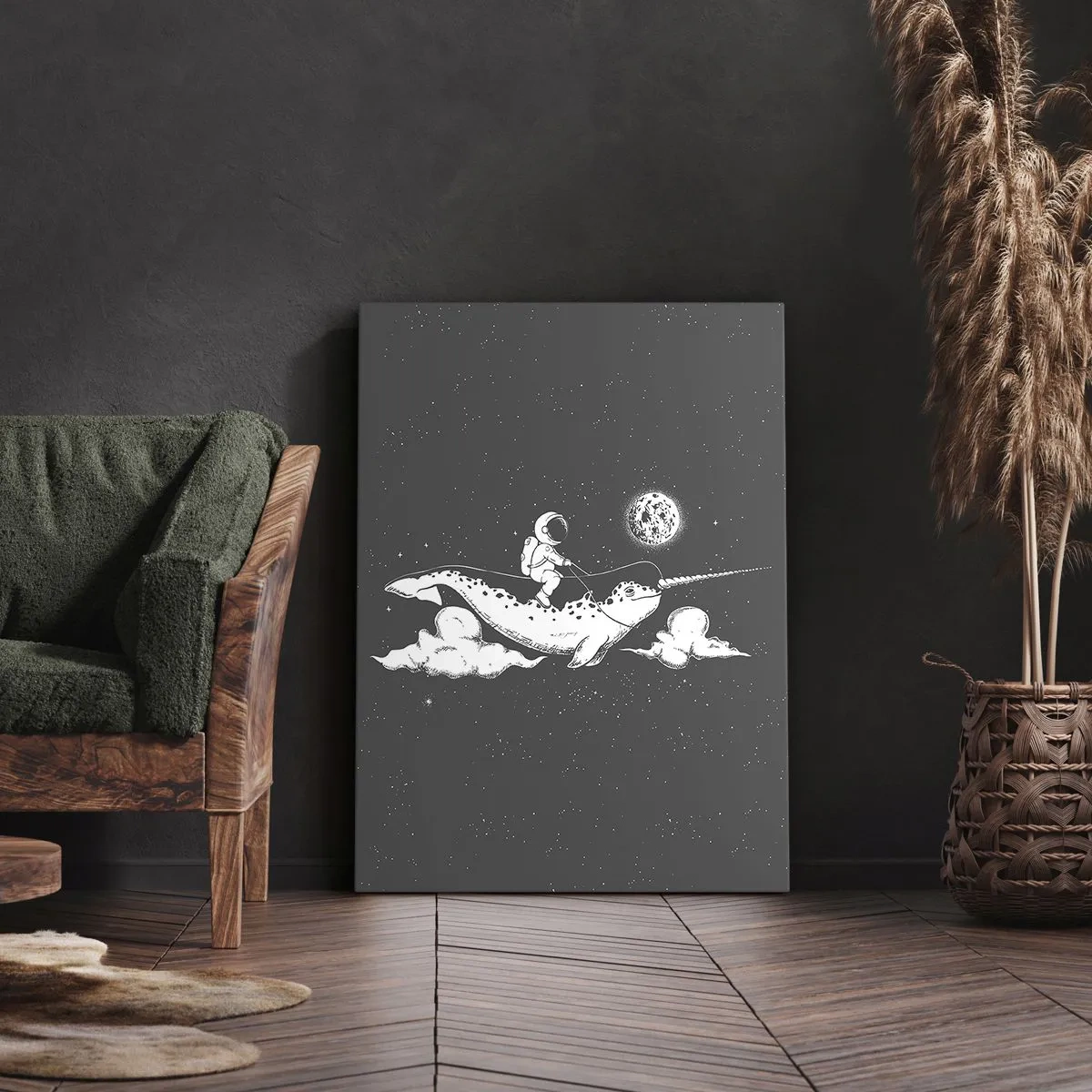 Lærredstryk - Billede på lærred - Rumrytter - 50x70 cm