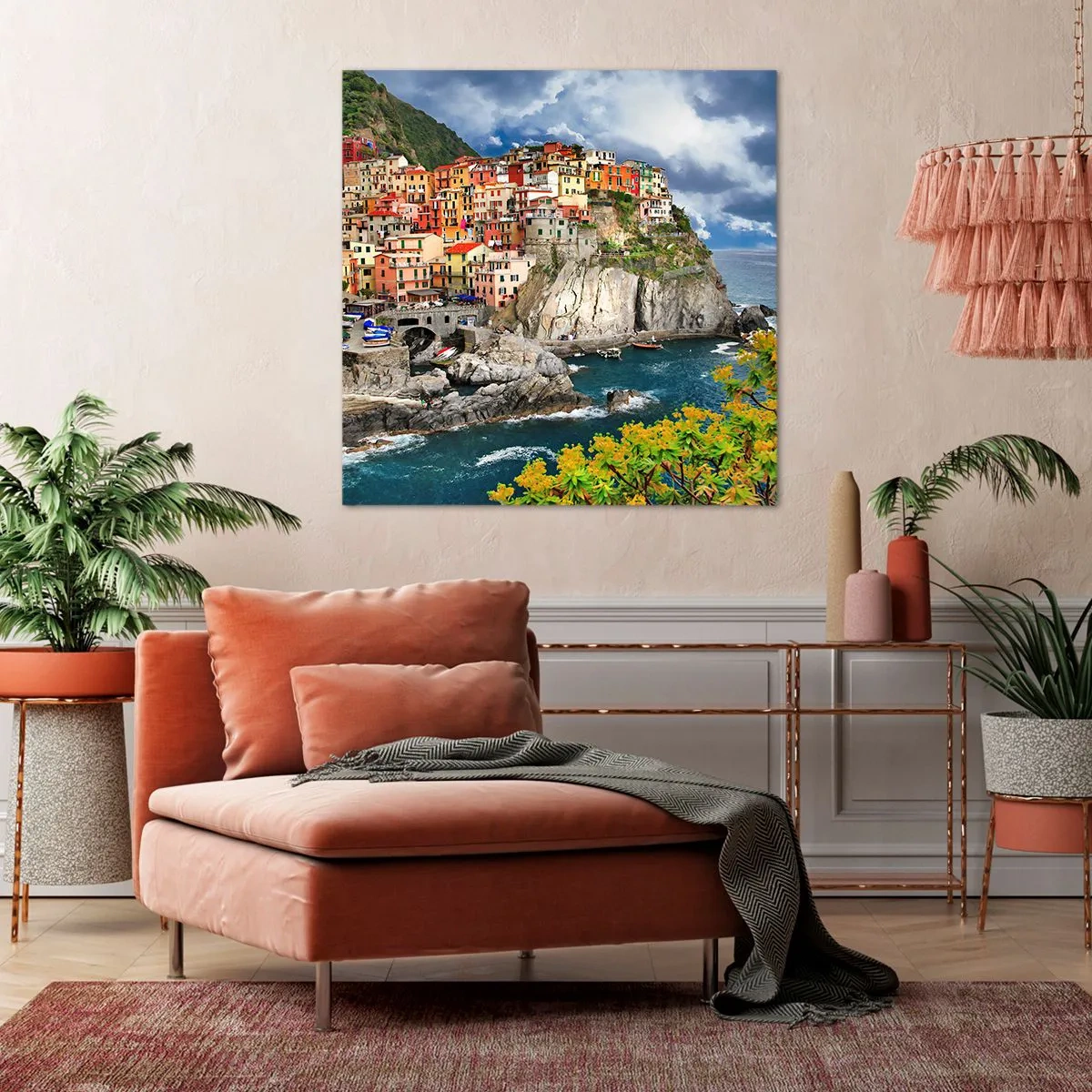 Lærredstryk - Billede på lærred - En klynge klæber sig til klipperne - 60x60 cm