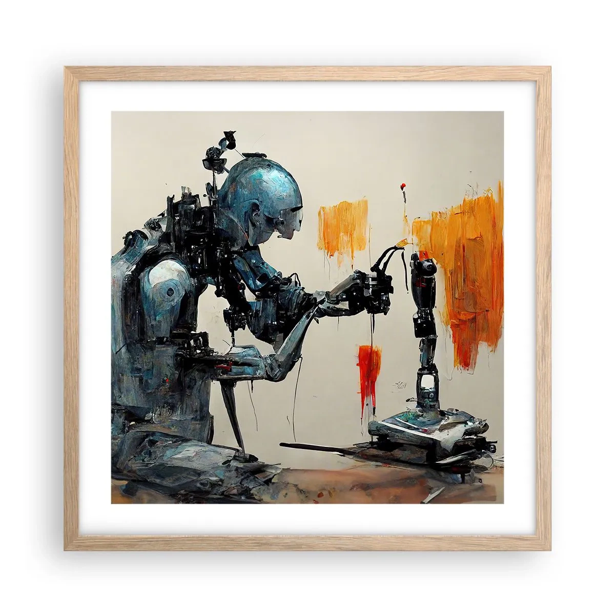 Plakat i ramme af lyst egetræ - Kommer i morgen... - 50x50 cm