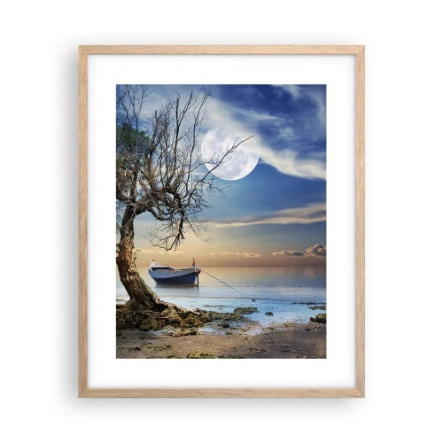 Plakat i ramme af lyst egetræ - Er dette enden eller begyndelsen? - 40x50 cm