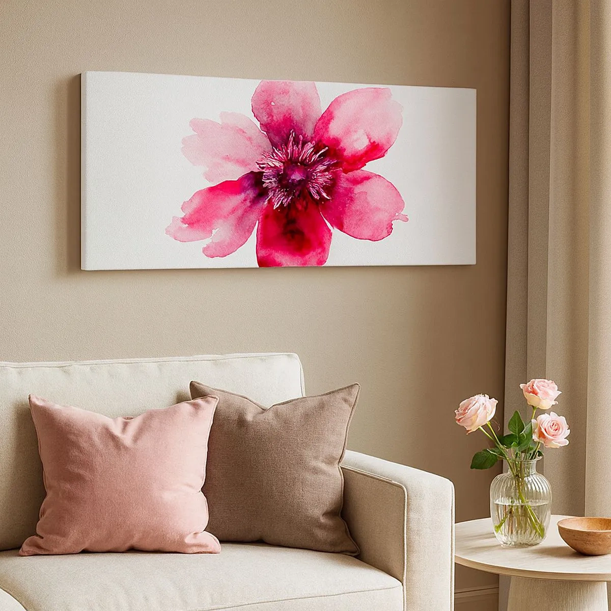 Lærredstryk - Billede på lærred - Karminduftende kys - 100x40 cm