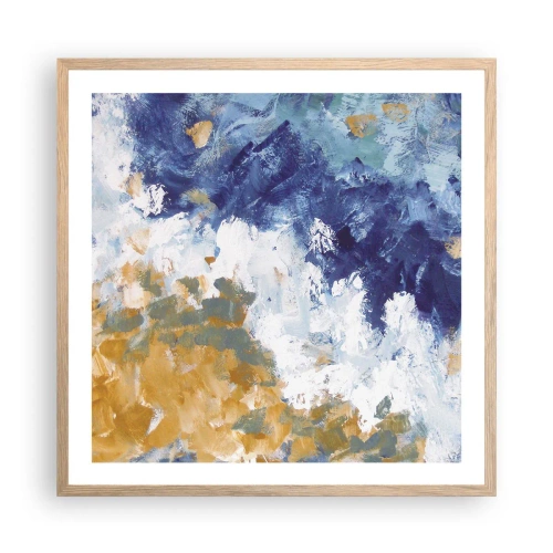 Plakat i ramme af lyst egetræ - Elementernes dans - 60x60 cm