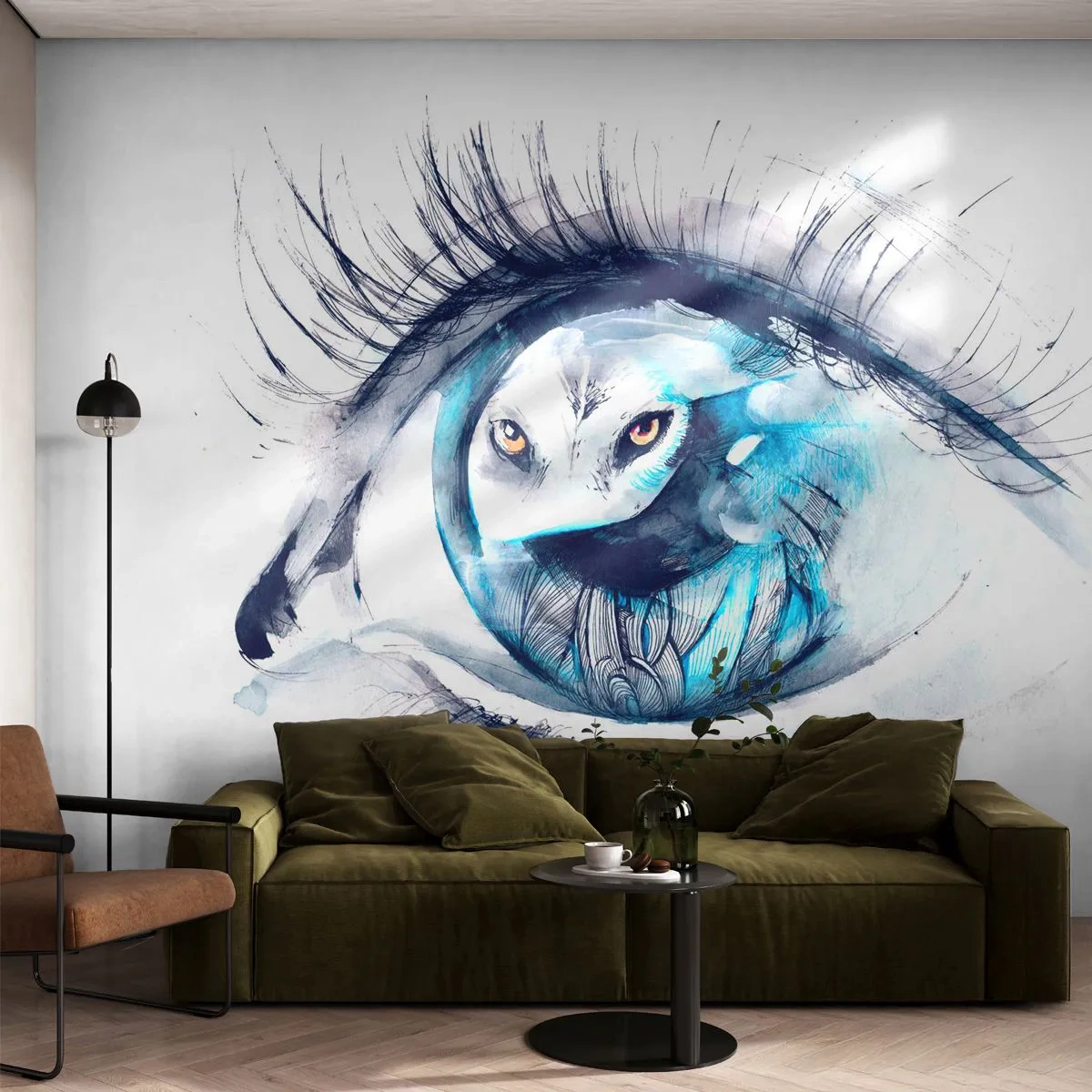Fototapet Standard Eco - Øje mod øje med vildskab - Abstraktion, Øje, Ugle - 400x280 cm