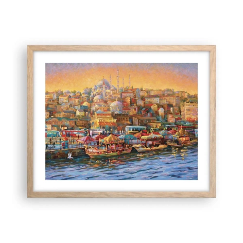 Plakat i ramme af lyst egetræ - En historie fra Istanbul - 50x40 cm