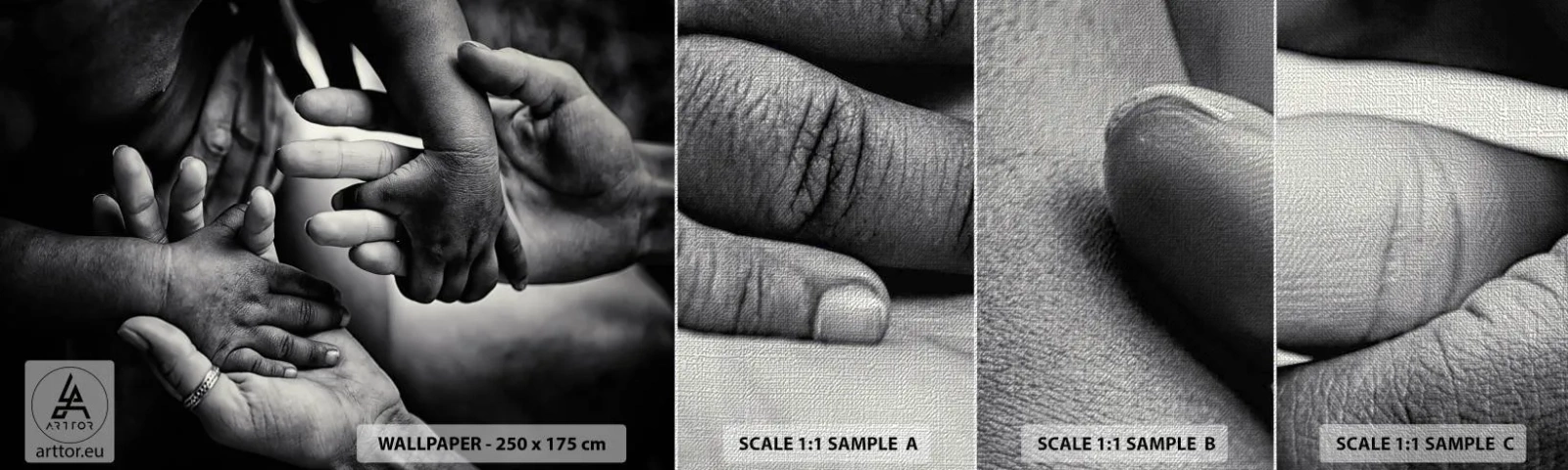 Prøve Fototapet Premium Canvas - At være menneske - Hænder, Mennesker, Elsker - 100x30 cm