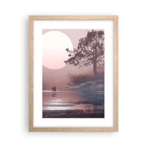 Plakat i ramme af lyst egetræ - Natlige mærkværdigheder - 30x40 cm