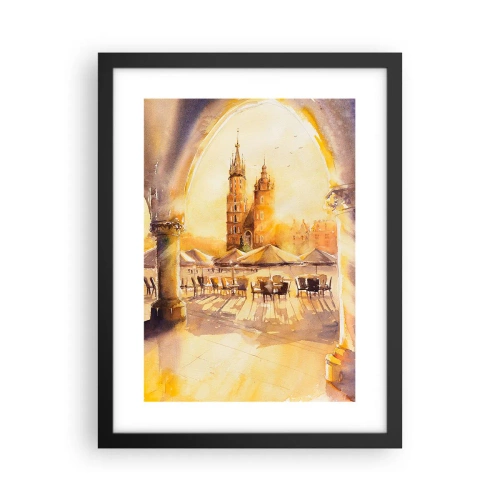 Plakat i sort ramme - Øst over markedet i Kraków - 30x40 cm