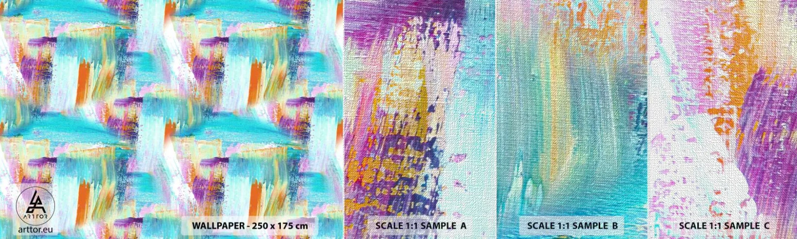 Prøve Fototapet Premium Canvas - Munter mazel topper - Abstraktion, Stykke, Maleri - 100x30 cm