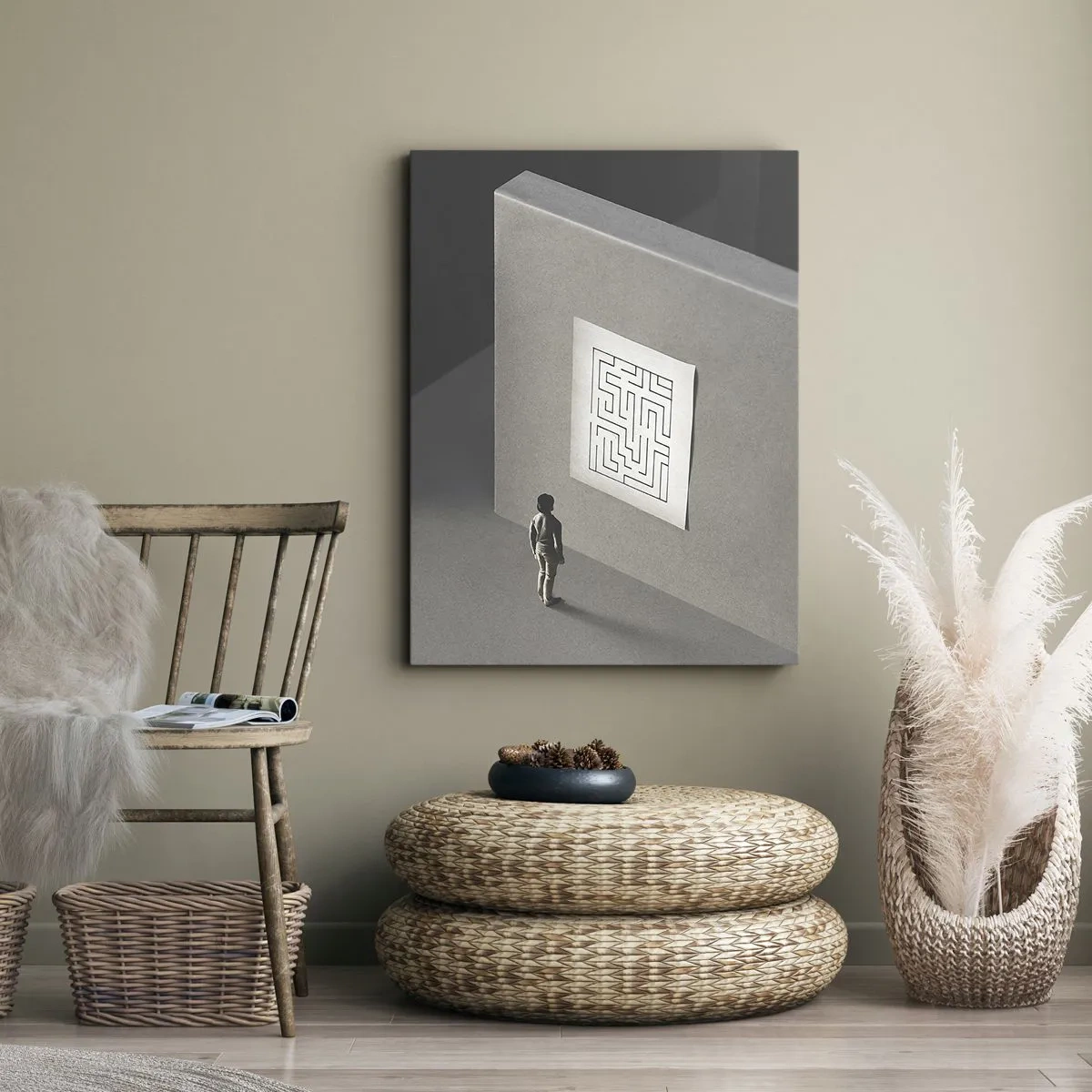 Lærredstryk - Billede på lærred - Men hvor er jeg? - 55x100 cm