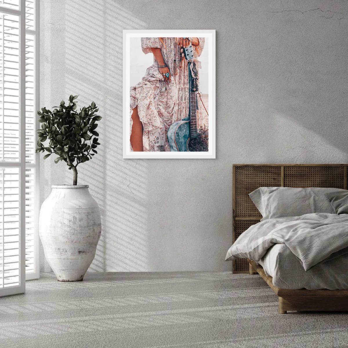 Plakat i hvid ramme - Børn blomster på vej - 30x40 cm