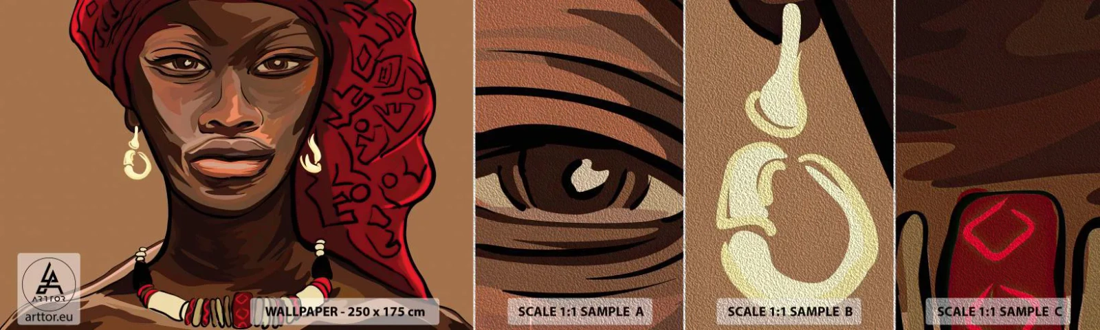 Prøve Fototapet Premium Sand - Ibenholt Venus - Kvinde, Afrika, Kultur - 100x30 cm