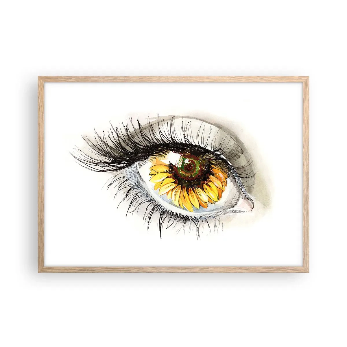 Plakat i ramme af lyst egetræ - Et look lige så varmt som sommeren - 70x50 cm