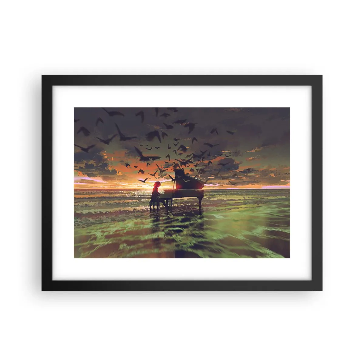 Plakat i sort ramme - Koncert for klaver og bølger - 40x30 cm