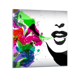 Billede på glas - En historie i alle regnbuens farver - 30x30 cm