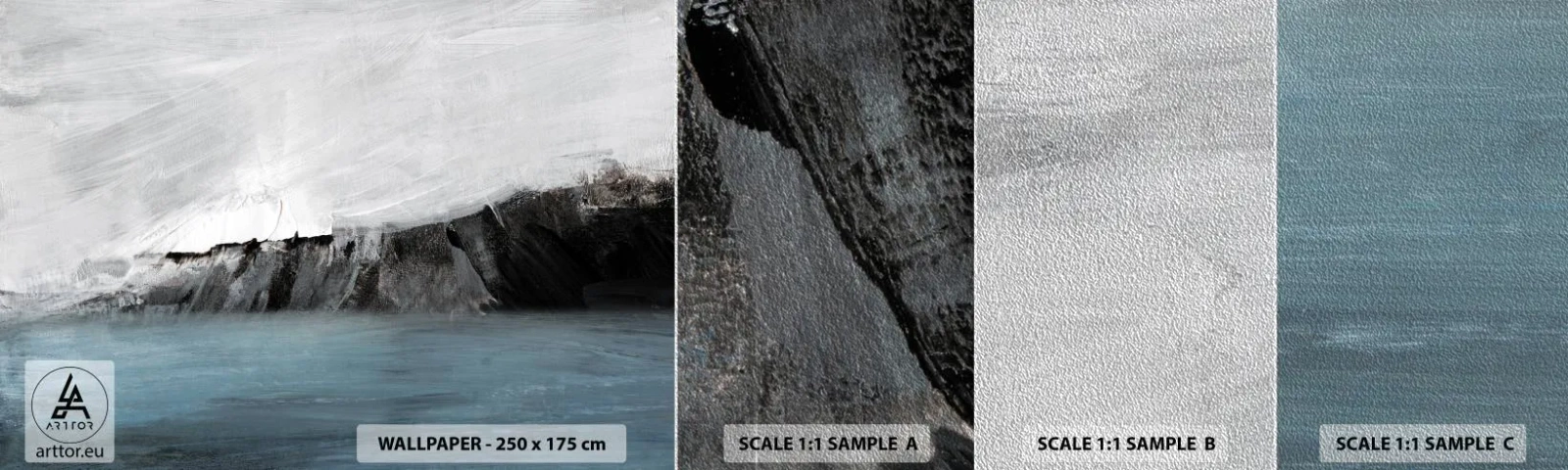 Prøve Fototapet Premium Sand - Vand - jord: et sammenstød mellem elementerne - Kyst, Landskab, Hav - 100x30 cm