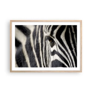 Plakat i ramme af lyst egetræ - Stribet portræt - 70x50 cm