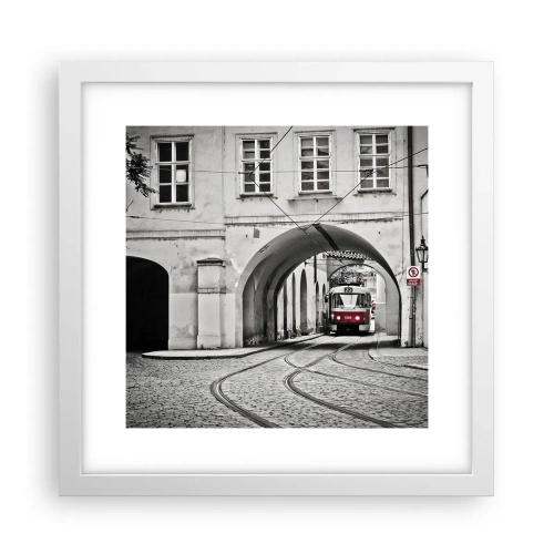 Plakat i hvid ramme - Gennem byens labyrint - 30x30 cm