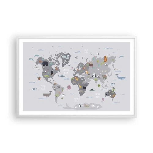 Plakat i hvid ramme - Fortæl mig, hvor du er fra... - 91x61 cm