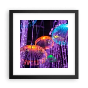 Plakat i sort ramme - Lysende springvand - 30x30 cm