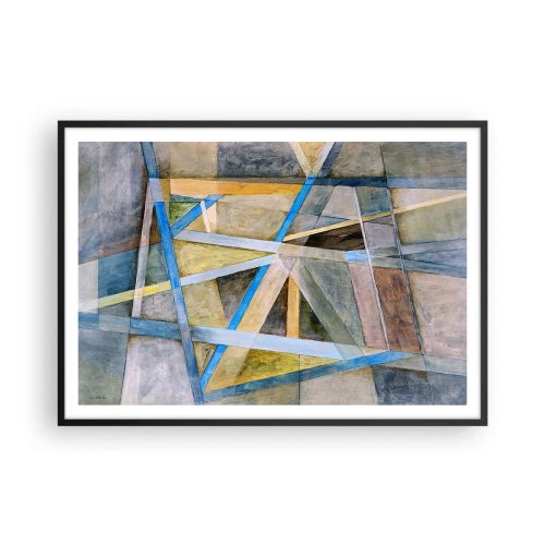 Plakat i sort ramme - Lige eller skråt? - 100x70 cm