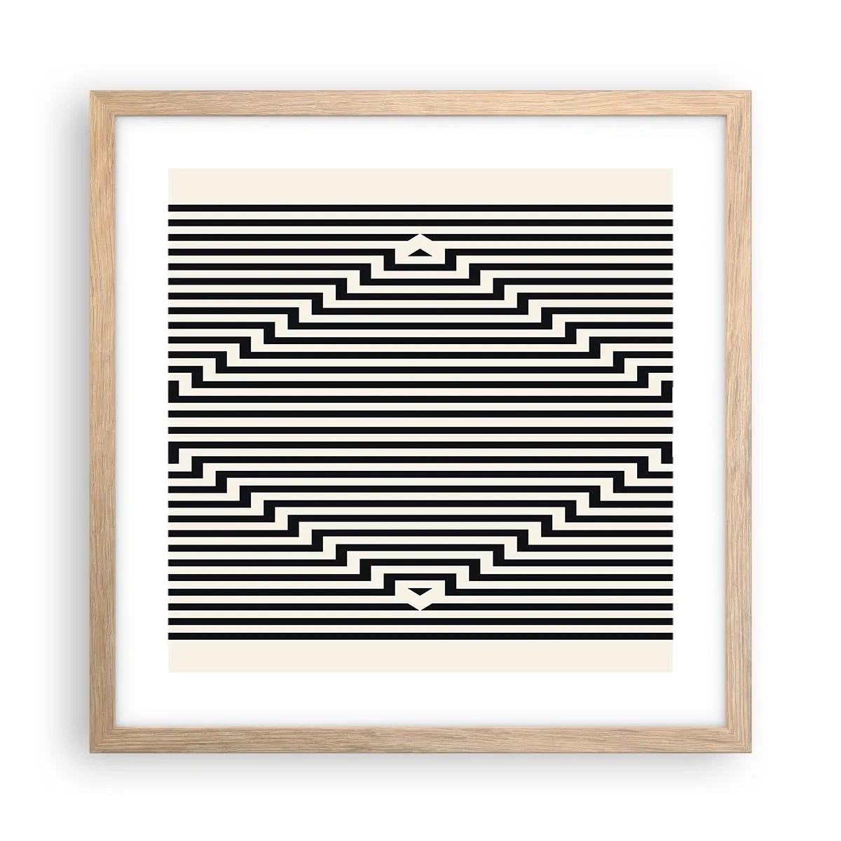 Plakat i ramme af lyst egetræ - Geometrisk illusion - 40x40 cm