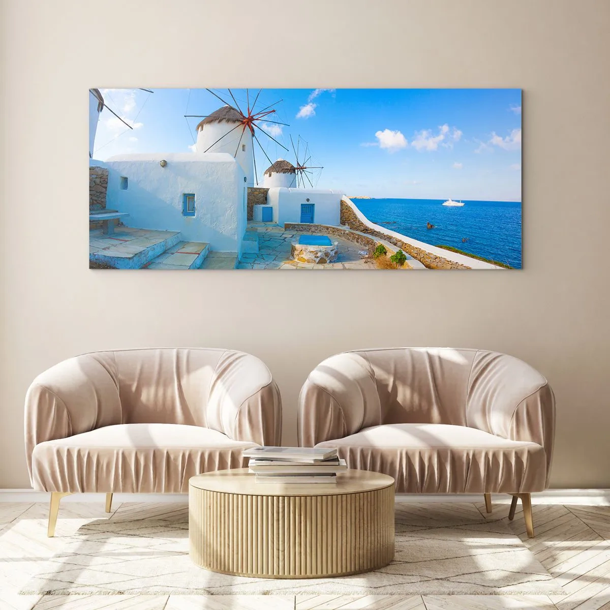 Billede på glas - Blå vind fra havet - 140x50 cm