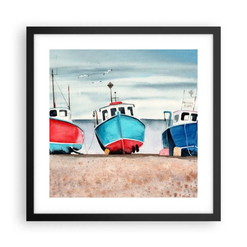 Plakat i sort ramme - Klar til at fange - 40x40 cm