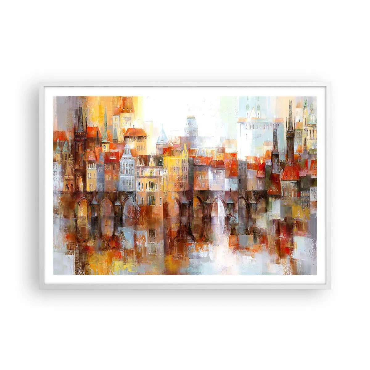 Plakat i hvid ramme - Under broen også smuk - 100x70 cm