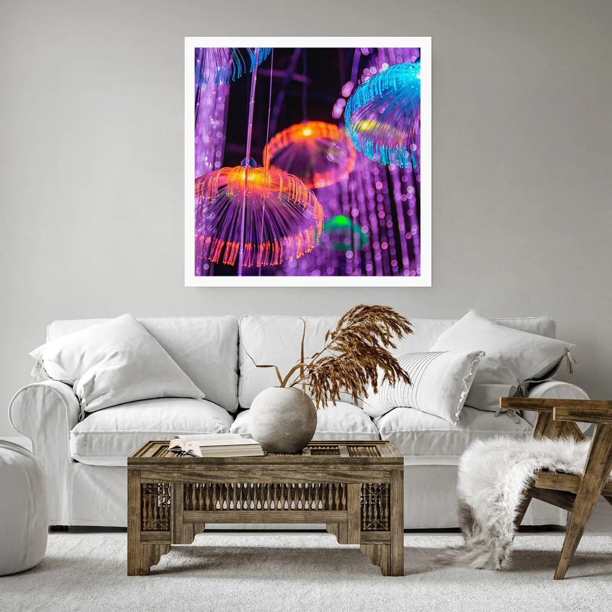 Plakat - Lysende springvand - 60x60 cm