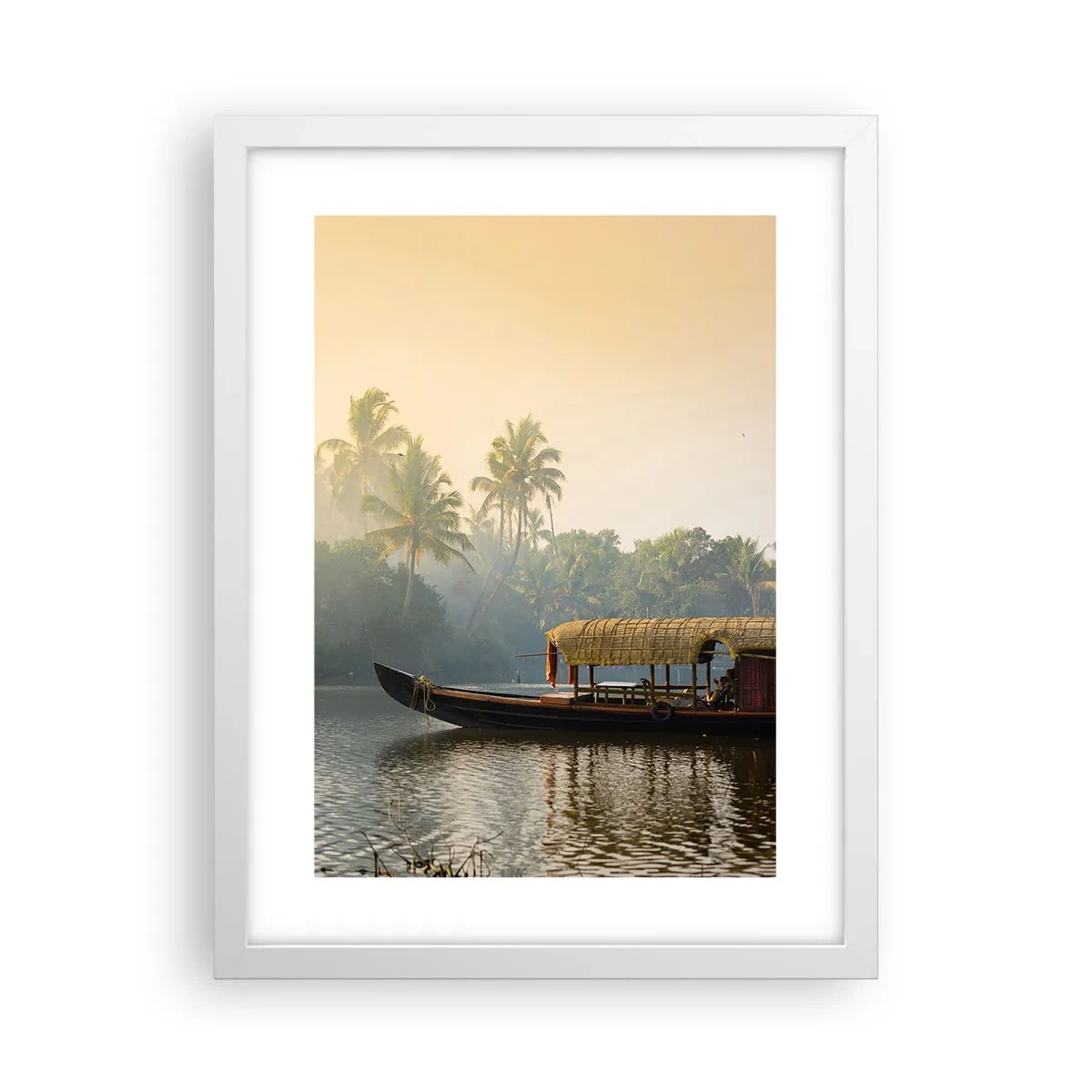 Plakat i hvid ramme - Hus ved floden - 30x40 cm