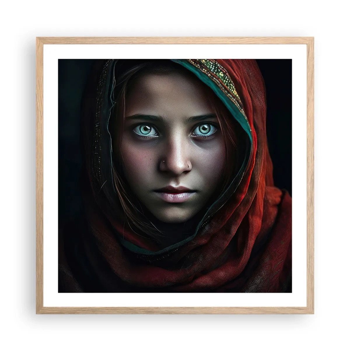 Plakat i ramme af lyst egetræ - Østens prinsesse - 60x60 cm