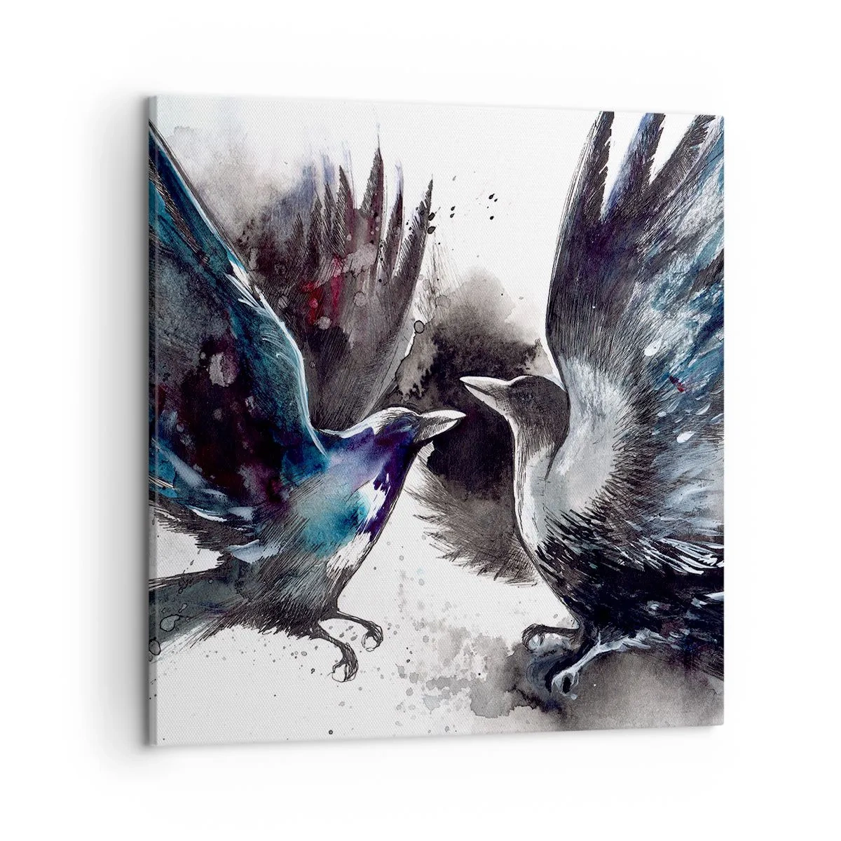 Lærredstryk - Billede på lærred - En ravn til en ravn... - 50x50 cm
