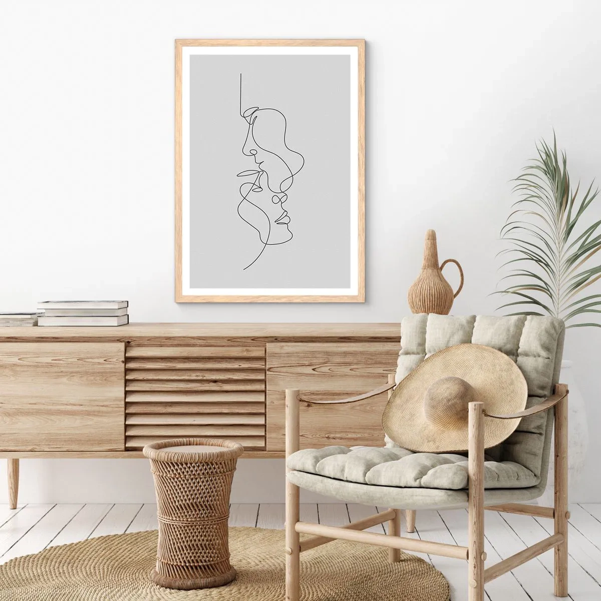 Plakat i ramme af lyst egetræ - Gløderne af glubende begær - 61x91 cm