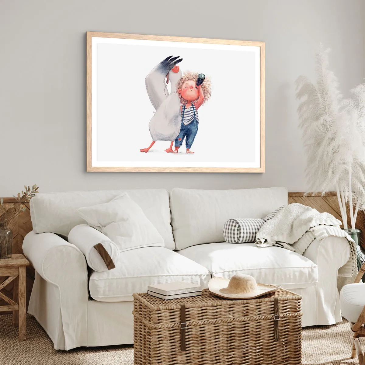 Plakat i ramme af lyst egetræ - En plan for en fantastisk rejse - 50x40 cm