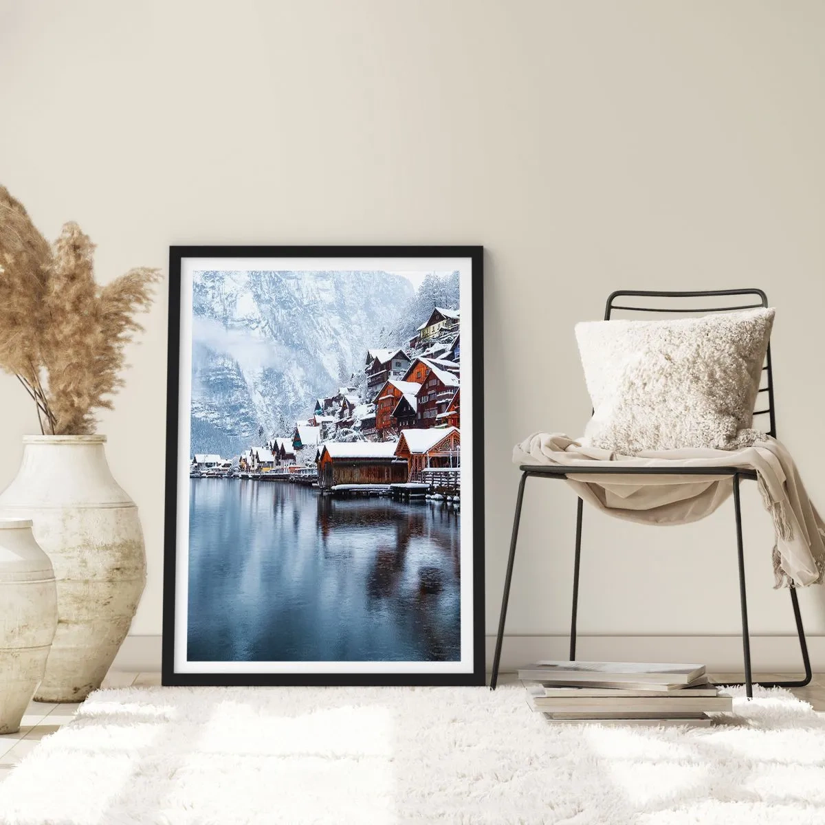Plakat i sort ramme - I en vinterdekoration - 30x40 cm
