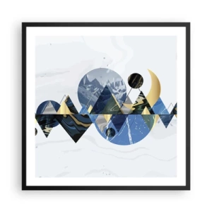 Plakat i sort ramme - Geometrisk landskab - 60x60 cm