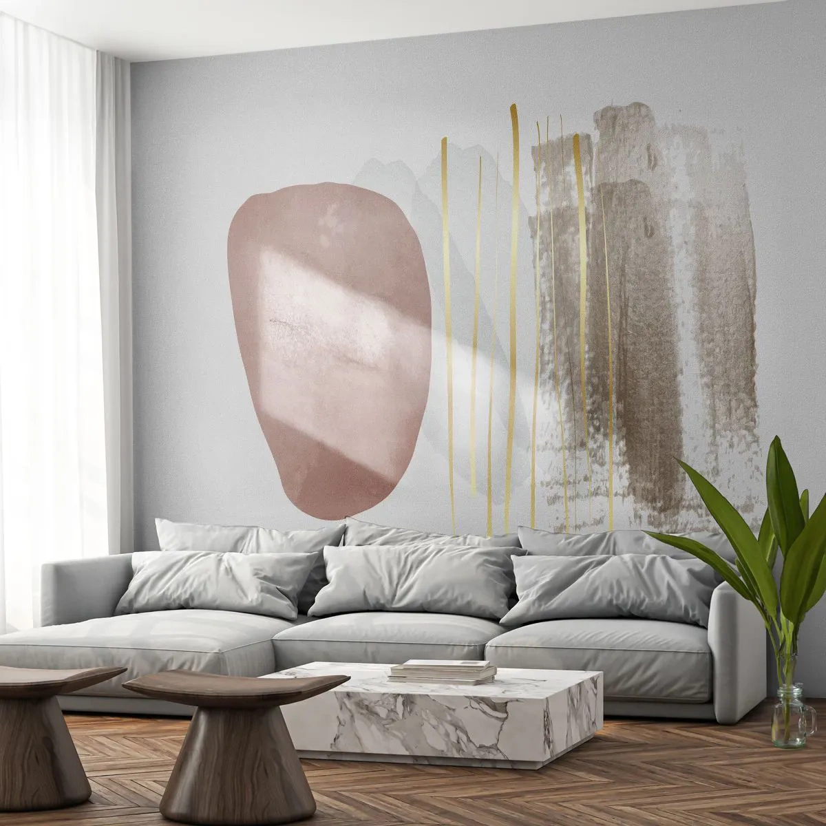 Fototapet Premium Canvas - Abstrakt kolonnade - Abstraktion, Stykke, Moderne mønster - 250x175 cm