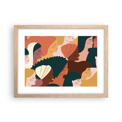 Plakat i ramme af lyst egetræ - Kun kvindelighed - 40x30 cm