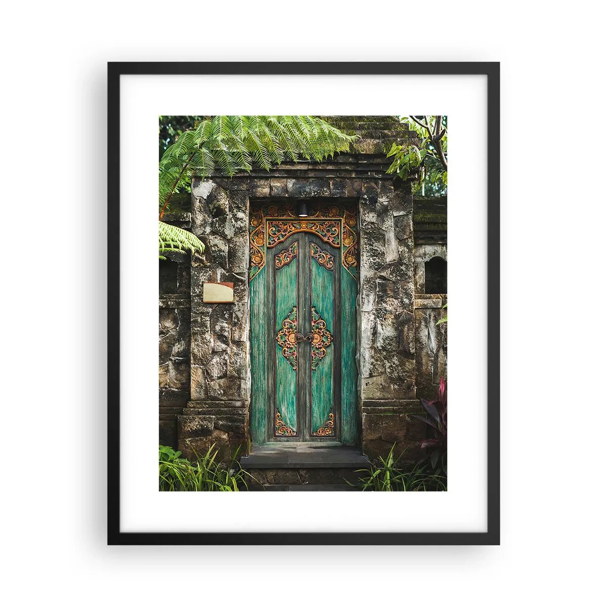 Plakat i sort ramme - En dør til en eksotisk verden - 40x50 cm