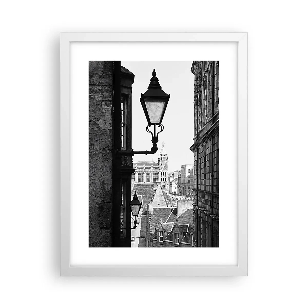 Plakat i hvid ramme - Historien om Edinburgh - 30x40 cm