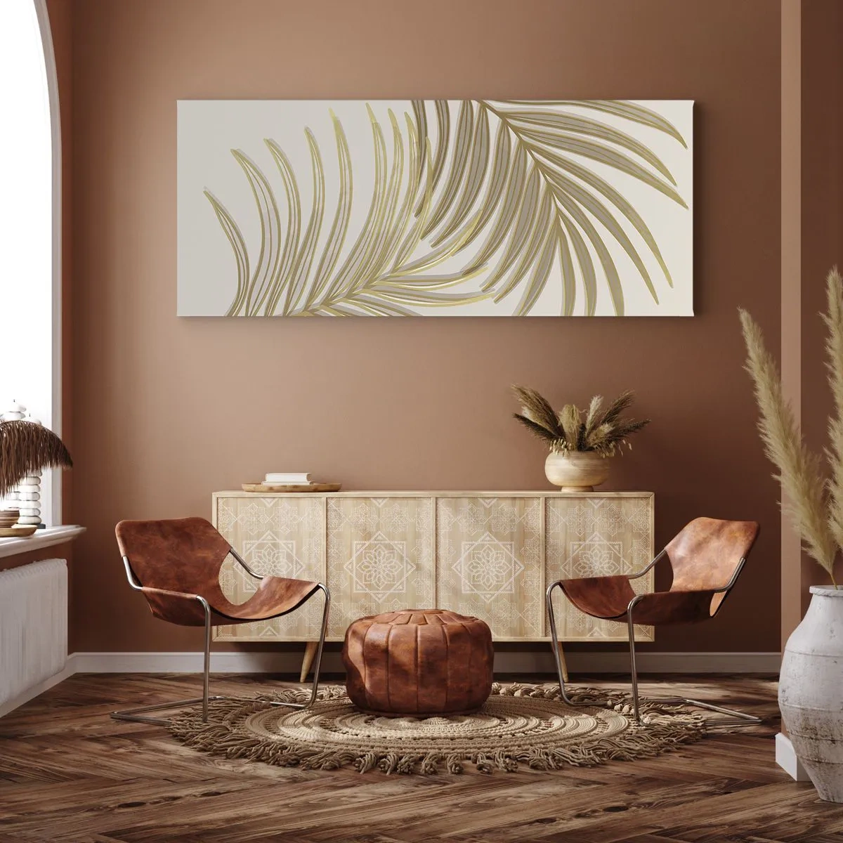 Lærredstryk - Billede på lærred - Gylden palme! - 100x40 cm