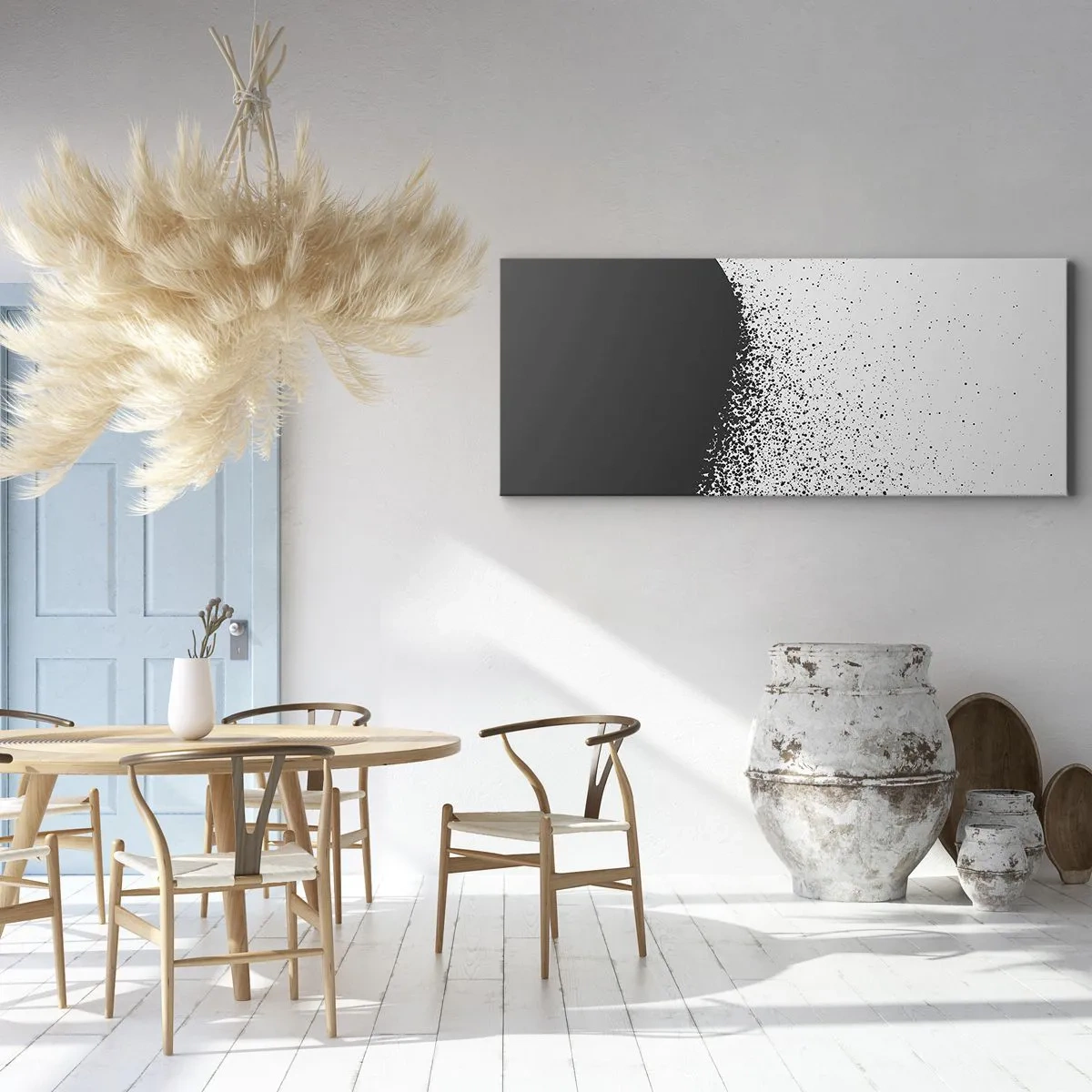 Lærredstryk - Billede på lærred - Partikelbevægelse - 100x40 cm