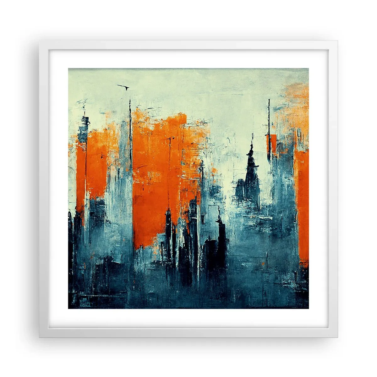 Plakat i hvid ramme - Moderne landskab - 50x50 cm