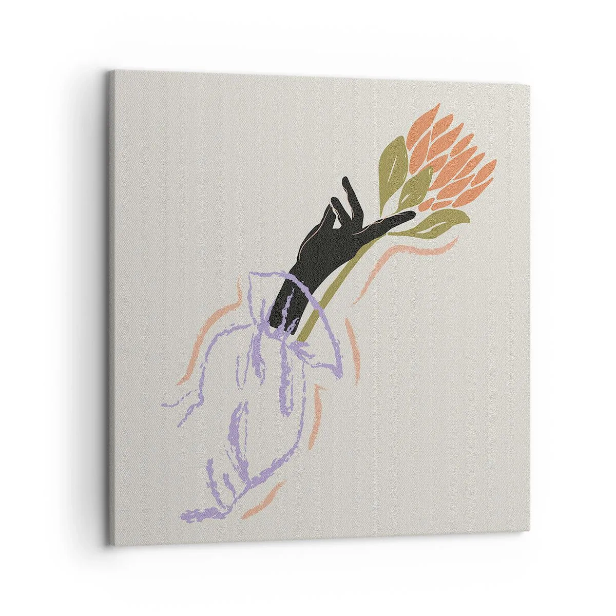 Lærredstryk - Billede på lærred - En søsterlig berøring - 50x50 cm