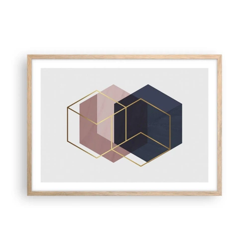 Plakat i ramme af lyst egetræ - Styrken ved enkelhed - 70x50 cm