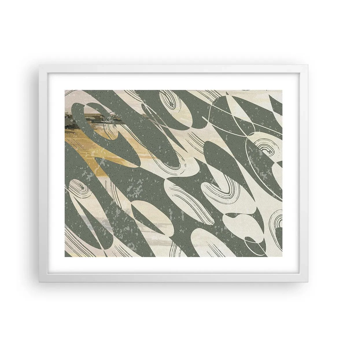 Plakat i hvid ramme - Rytmisk abstraktion - 50x40 cm