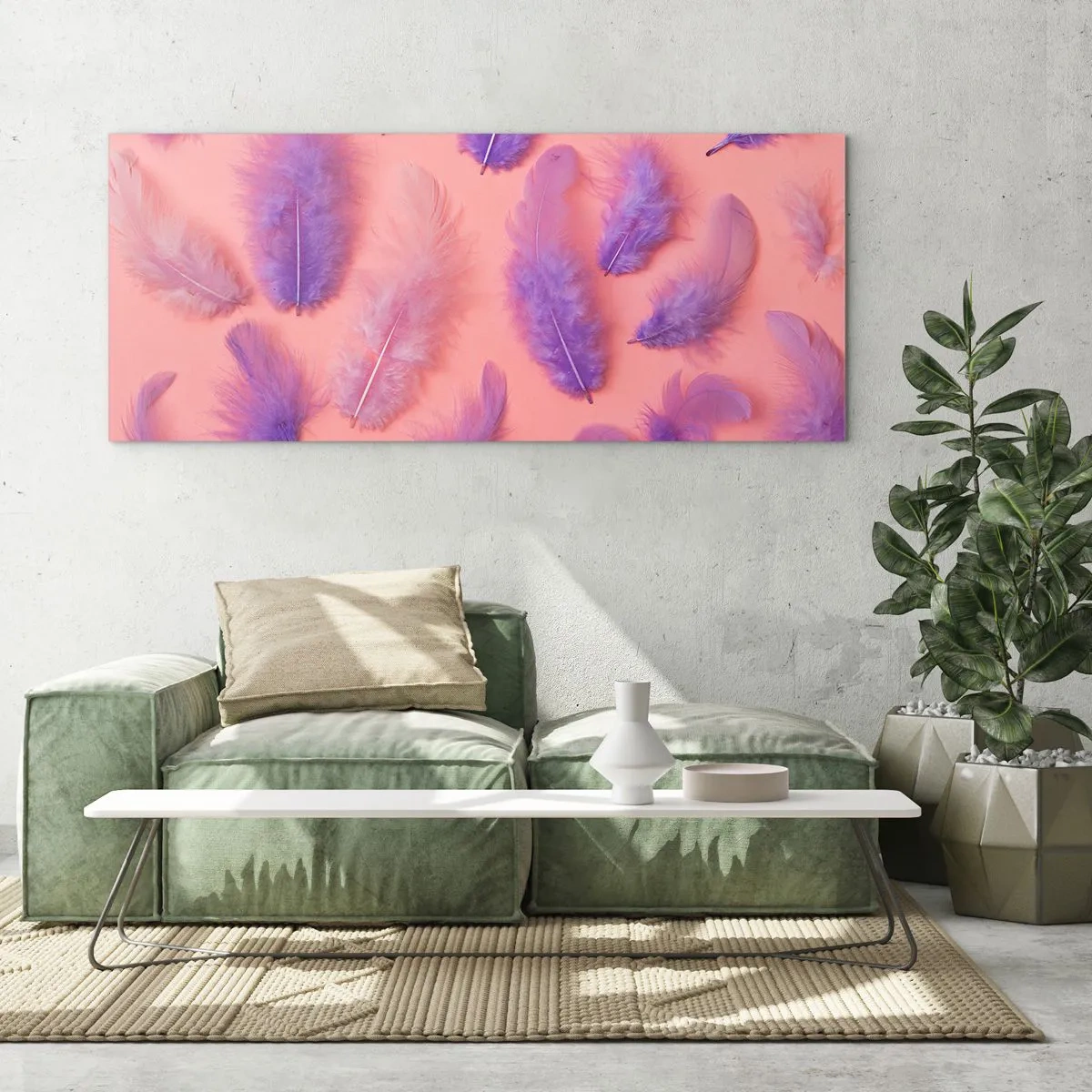 Billede på glas - Lilla fugl af begær - 90x30 cm