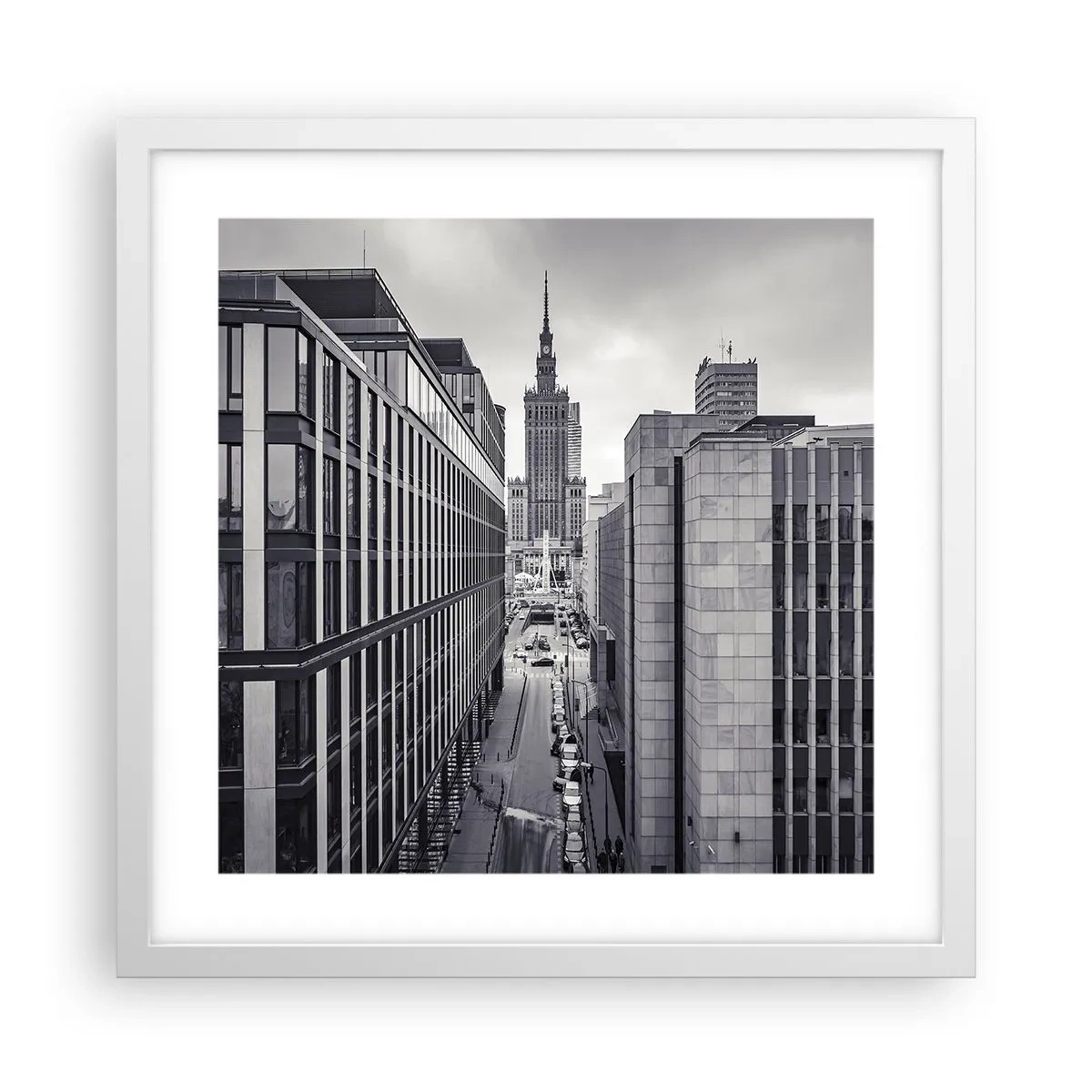 Plakat i hvid ramme - Warszawa dalen - 40x40 cm