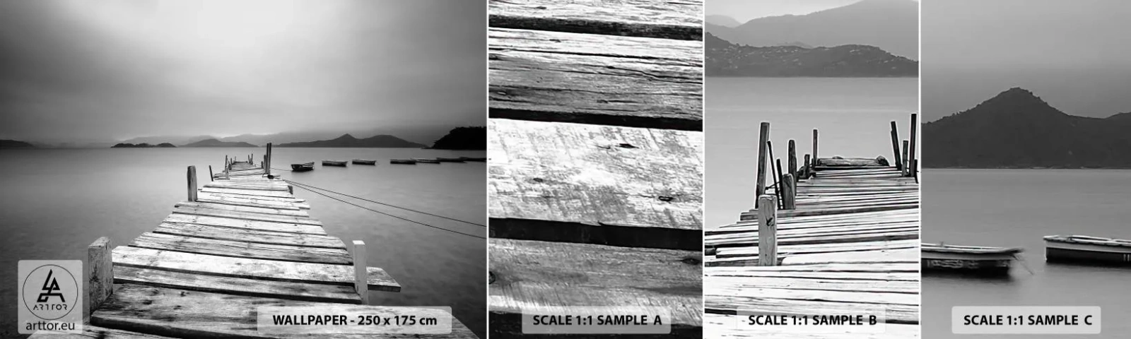 Fototapet Prøve Standard Eco - Ud over bjergene, hinsides havene - Landskab, træbro, Łódź - 100x30 cm