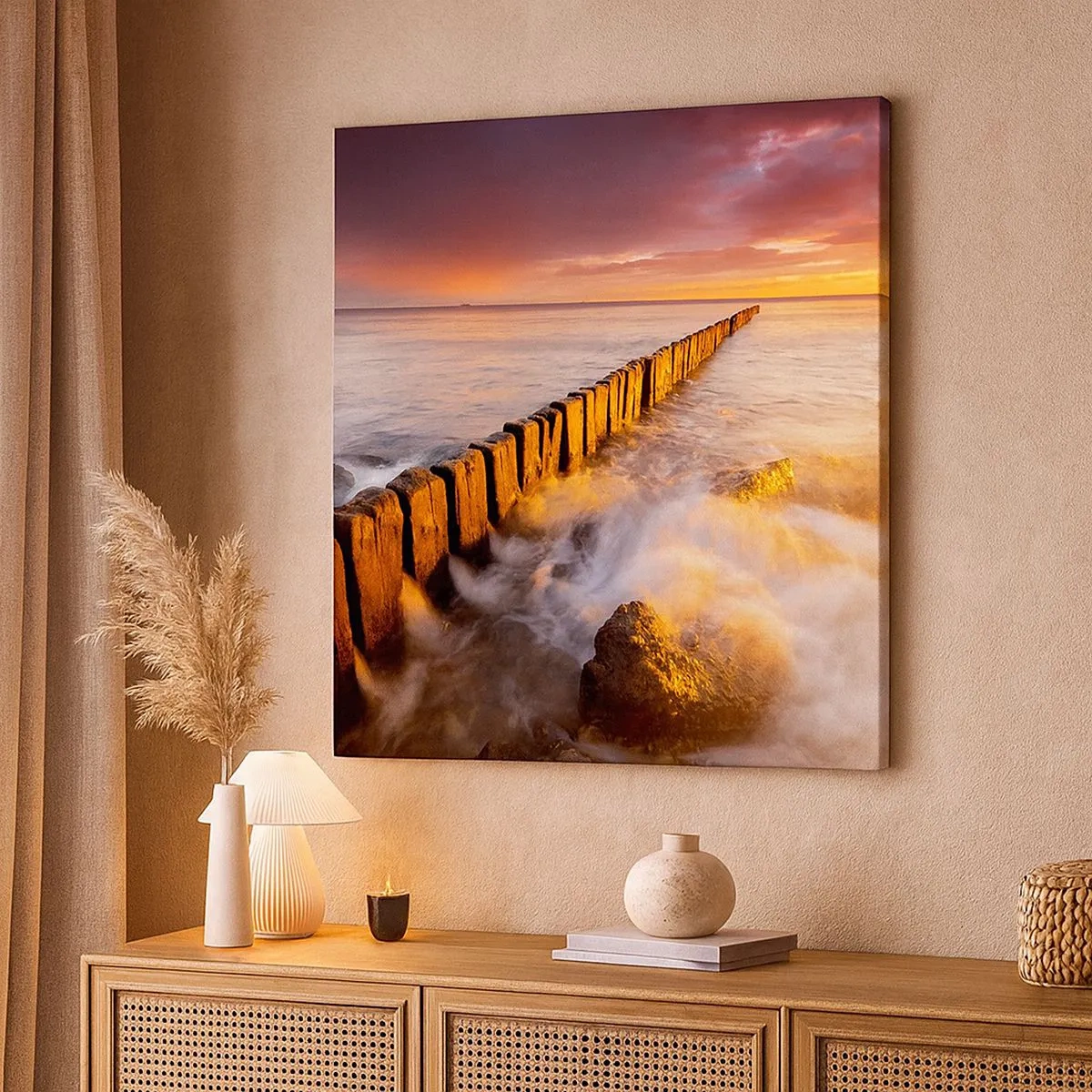 Lærredstryk - Billede på lærred - Bølgernes blidhed - 30x30 cm